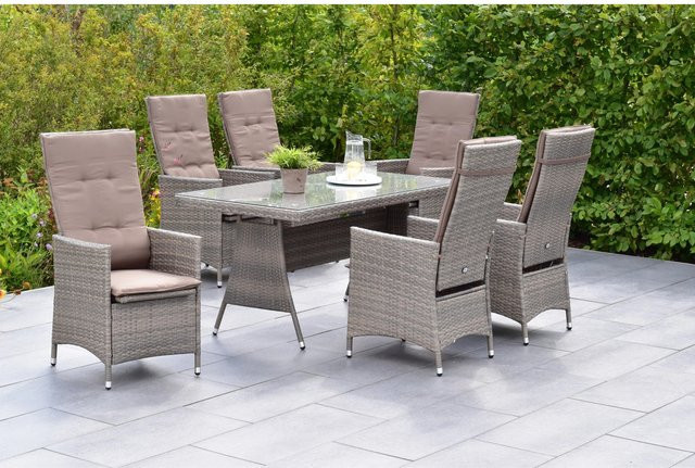 Merxx Valencia Gartenmöbel Set 13-tlg. in Beige mit Gartentisch und Kissen, Tisch B: 150 cm, T: 80 cm - Bild 1