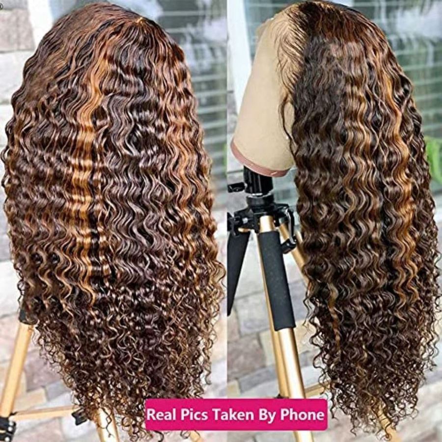 FIUMER Deep Wave Perücke, Echthaar, HD Lace Frontal, 86 cm, 250% Dichte - Bild 4