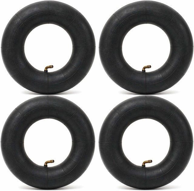 Wiltec 4er Set Standard Schlauch Reifen 3.00/3.50-4 in Schwarz für Schubkarren und Sackkarren mit 100kg Tragkraft - Bild 1