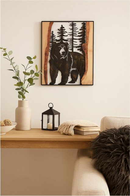Wanddekoobjekt Bär im Wald von möbel direkt online in Schwarz im Industrial Design aus Metall und MDF - Bild 1