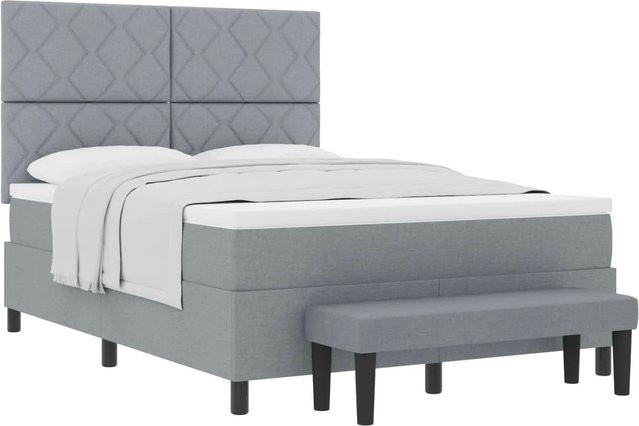 vidaXL Boxspringbett mit Matratze in Hellgrau, Hybrid-Konstruktion aus Federkern und Schaumstoff, B/T/H: 160 x 200 x 280 cm - Bild 1