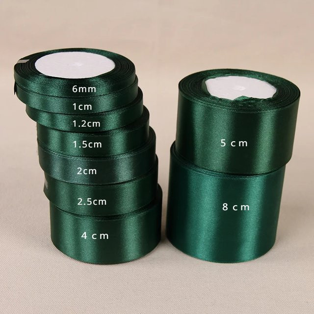 Wusmart Satinband Dunkelgrün 25 Yards Rolle für Geschenke und Weihnachtsdekoration - Bild 1