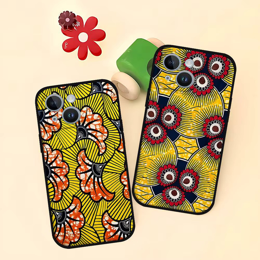 Mesuca Handyhülle im afrikanischen Mode-Design für iPhone 11 bis iPhone 17, weiche Schutzhülle in Schwarz und Multicolour - Bild 4