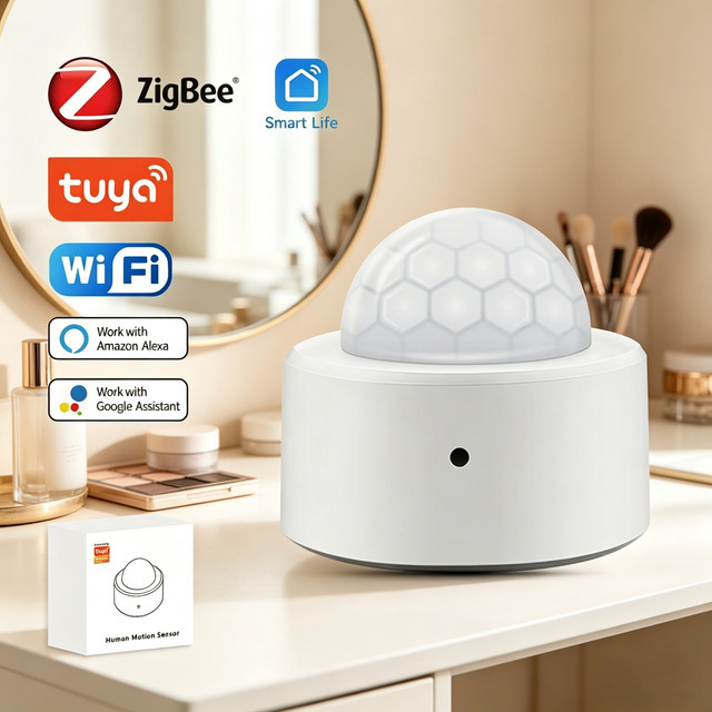 iHseno Tuya Smart Zigbee PIR-Bewegungssensor in Weiß mit Infrarot-Erkennung für Alexa, Google Assistant und Smart Life App - Bild 1