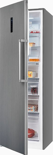 Exquisit GS295-NF-H-040E No-Frost Gefrierschrank in Silver, Standgerät mit Türalarm und Super-Freezing, B/T/H: 60 x 60 x 246 cm - Bild 1