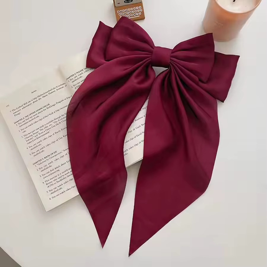 Haarspange Seidensatin, Rote Schleife mit Quastenband, Damen - Bild 2