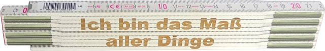 Stabila Zollstock aus Holz mit Lasergravur Ich bin das Maß aller Dinge, Weiß, Länge: 2 m - Bild 1