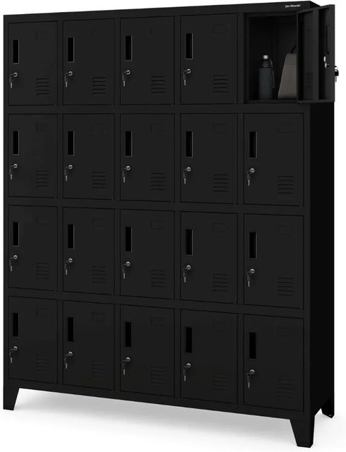 DELUKE Schließfachschrank Spind für Schulen und Betriebe Schwarz Matt H x B x T: 172 x 136 x 45 cm - Bild 1