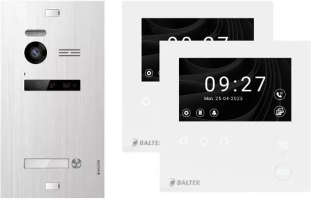 Balter Evo-HD-Mini Video Türsprechanlage Komplettsystem für 1-Familienhäuser mit 2x 4,3 Zoll Monitor in Silber - Bild 1