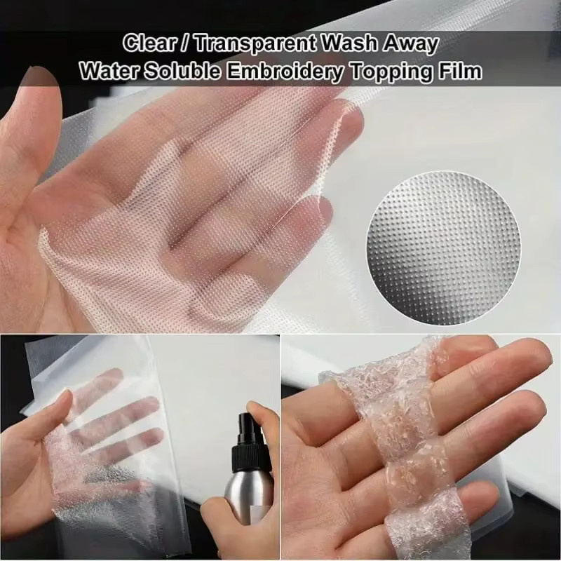 Waschbare wasserlösliche Stickerei-Stabilisatorfolie aus transparentem PVC für Näh- und Bastelbedarf, 1 Rolle - Bild 1