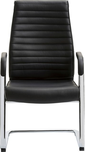 Mayer Sitzmöbel Schwingstuhl aus Leder mit Armlehnen, Schwarz, B/T/H: 62 x 65 x 104 cm - Bild 1