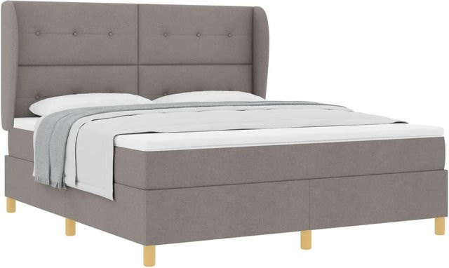 vidaXL Boxspringbett mit Matratze in Taupe und Dunkelgrau, B/T/H: 180 x 200 x 34 cm - Bild 1