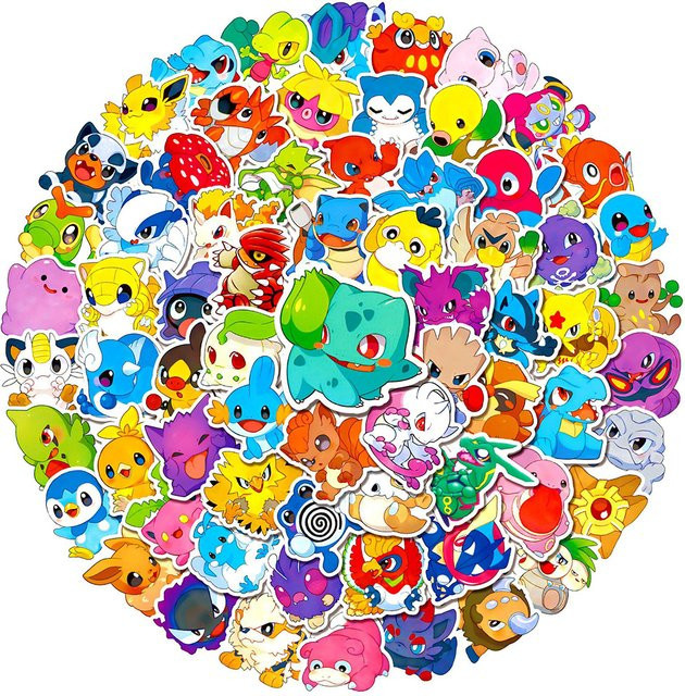 TAKARA TOMY Pokemon Cartoon Aufkleber, Pikachu, multicolor, Kunststoff - Bild 1