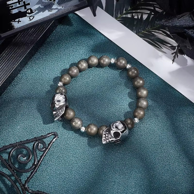 Edelstahl-Totenkopf-Perlen, Antik-Silber, 6,5 mm, Unisex - Bild 3