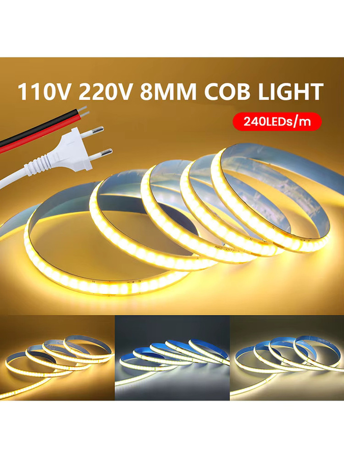 KISUFU COB LED Streifen Licht Weiß mit 240 LEDs/m und Netzteil - Bild 7