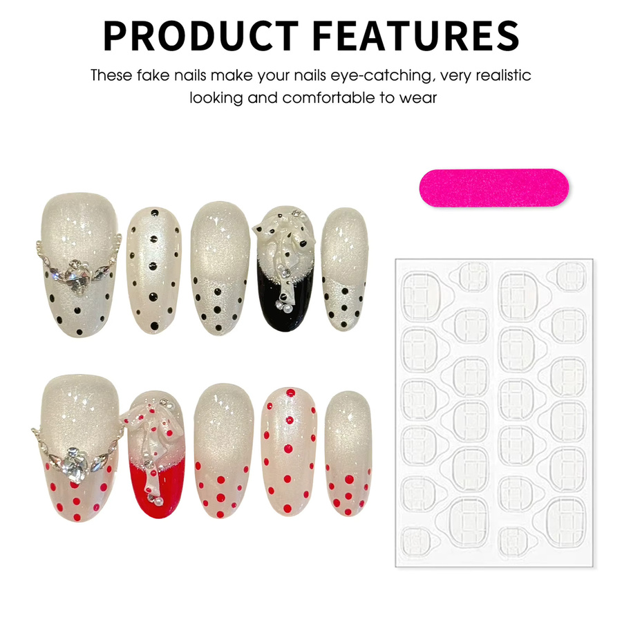 INS Fashion Press-on-Nägel, Polka-Dot-Design, Glänzend, Damen, 10 Stück - Bild 4