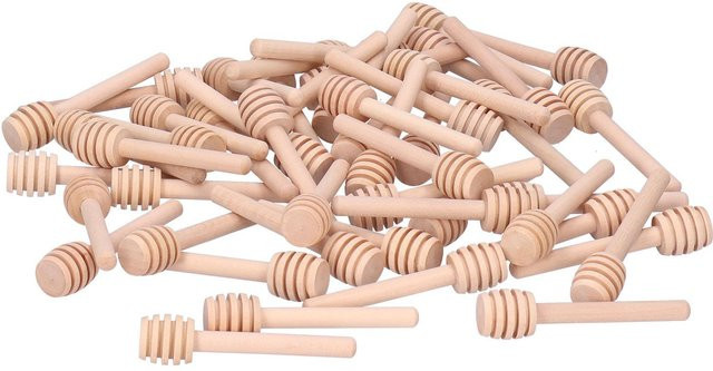 50 Stück Honiglöffel aus Holz von mfySpace in Beige, 8 cm Honigrührer und Spenderstäbe - Bild 1