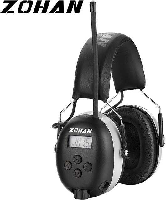 ZOHAN Elektronischer Kopfhörer-Gehörschutz mit AM/FM Radio und Geräuschunterdrückung, Farbe: Schwarz, NRR 25dB - Bild 1