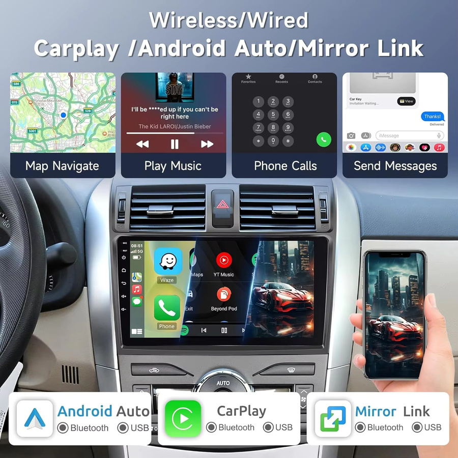 AIXNAVIS Android 16 Autoradio mit Qualcomm 2K QLED Bildschirm, CarPlay und GPS für Opel Karl und Vinfast Fadil 2017 - 2020, Schwarz - Bild 2