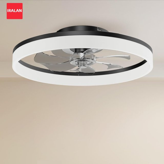 IRALAN Flacher Deckenventilator mit integrierter LED-Lampe, dimmbar, Steuerung per Fernbedienung und App - Bild 1