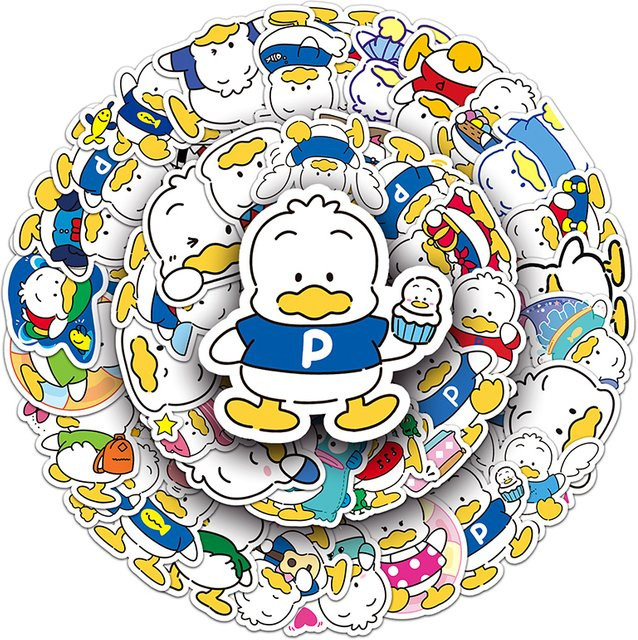 50 Stück Sanrio Ahirunopekkle Sticker Set, wasserfeste Anime Aufkleber im Kawaii Design, Mehrfarbig - Bild 1