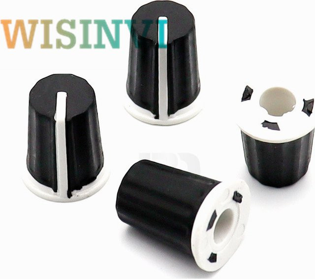 5 Stück Pioneer Gummi-Potentiometerknöpfe in Schwarz für Mixer EQ-Knopfkappe und Audio-Lautstärkeregler, D-förmig, 16 x 19 mm - Bild 1