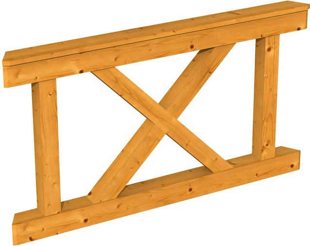 Skan Holz Brüstung Andreaskreuz für Pavillon Nice Größe 2, Eiche hell, B/H: 150 x 84 cm - Bild 1