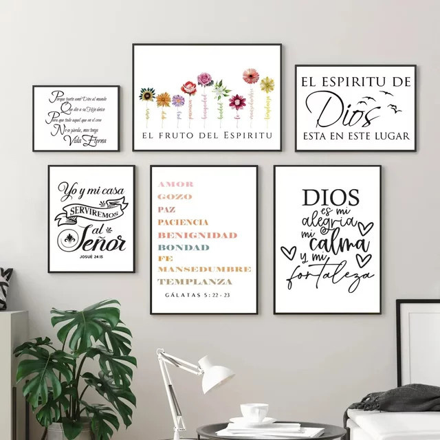 Religiöses Leinwandposter Potdemiel mit spanischem Bibelvers Der Geist Gottes in minimalistischem Design - Bild 1