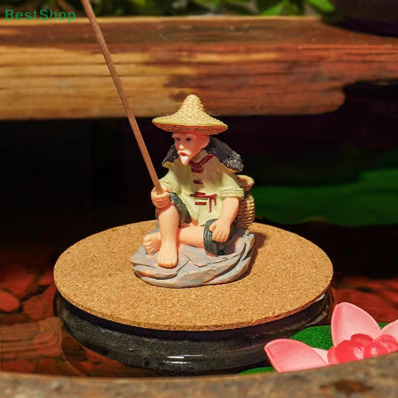 Aquarium-Dekor Mini-Fischer als Kunstharzfigur, sitzender alter Mann als mehrfarbiges Ornament für Garten und Aquarium - Bild 4