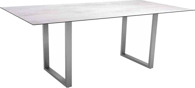 Stern Kufentisch Silverstar 2.0 aus Edelstahl mit HPL-Tischplatte in Zement hell Grau, B: 160 cm, T: 90 cm, H: 73,5 cm - Bild 1