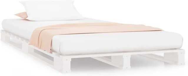 vidaXL Palettenbett aus Massivholz Kiefer in Weiß, B/T: 100 x 200 cm - Bild 1