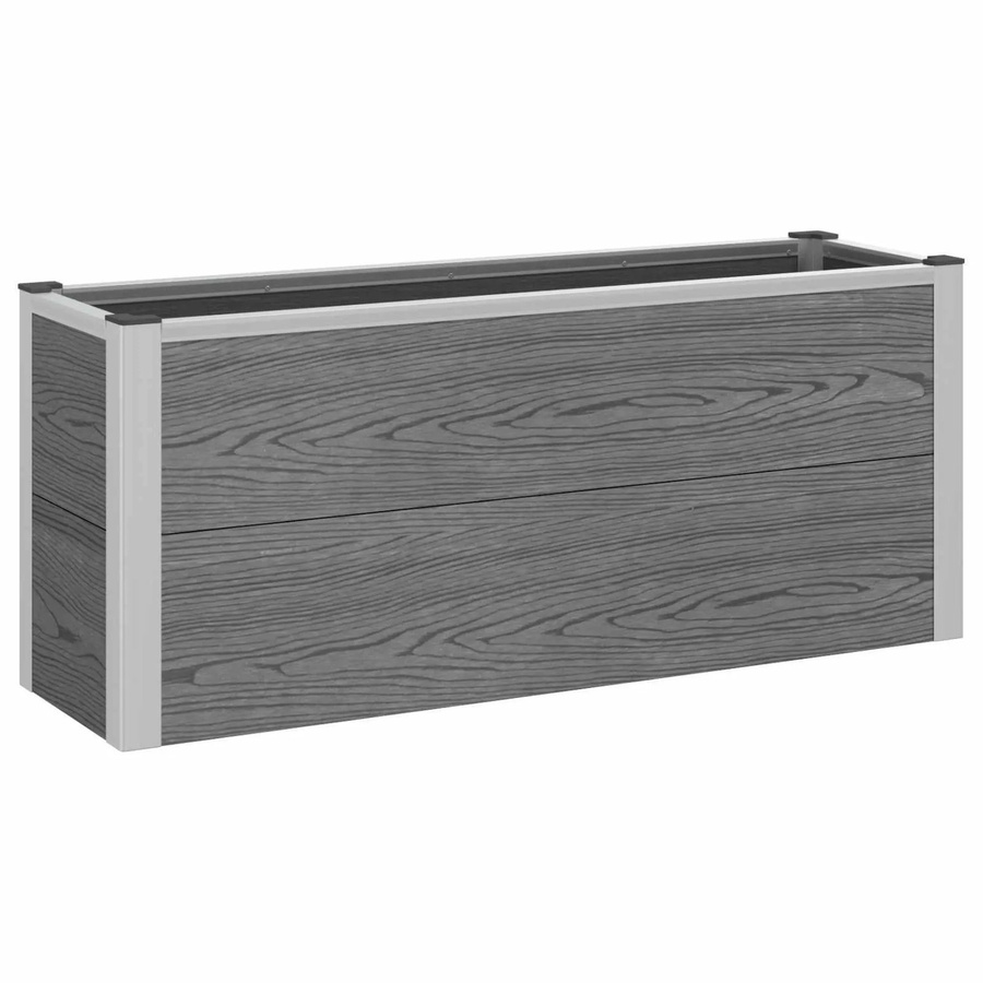vidaXL Hochbeet aus WPC und Aluminium in Grau, B/T/H: 100 x 30 x 22 cm - Bild 2