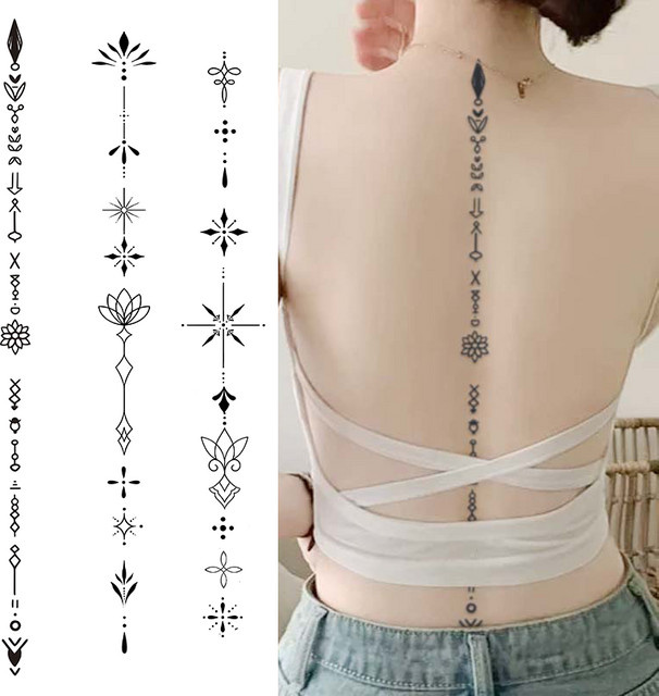 One Rune Spine Temporäres Tattoo, wasserfest, Unisex - Bild 1