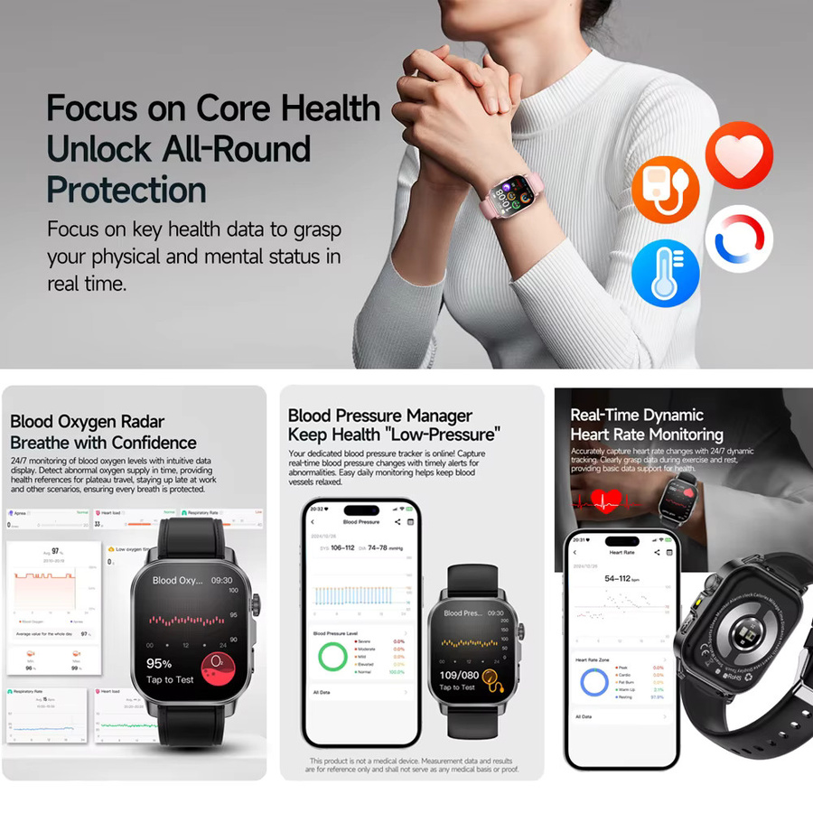 ChiBear Professionelle Gesundheits-Smartwatch mit EKG, Blutdruck, Herzfrequenz und Körperanalyse in Schwarz oder Braun mit Bluetooth-Anruffunktion - Bild 6