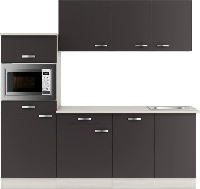 OPTIFIT Küchenzeile Faro220 in Anthrazit mit modernem Design und Melaminbeschichtung, Breite: 210 cm, Tiefe: 55 cm, Höhe: 81,5 cm - Bild 1