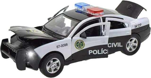 Fourall- Model Cars Dodge Charger Polizeiauto, Modell, 1:32, Metall, Schwarz, mit Licht und Sound - Bild 1