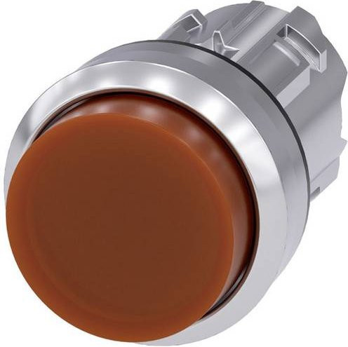 Siemens Leuchtdrucktaster 3SU1051-0BB00-0AA0 mit Metall-Frontring in Silber und Amber-Knopf - Bild 1