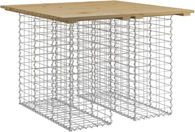 DELUKE Gartenbank TELLE Gabionenbank aus Stahl und Kiefernholz in Braun, B/T/H: 100 x 102 x 72 cm - Bild 1