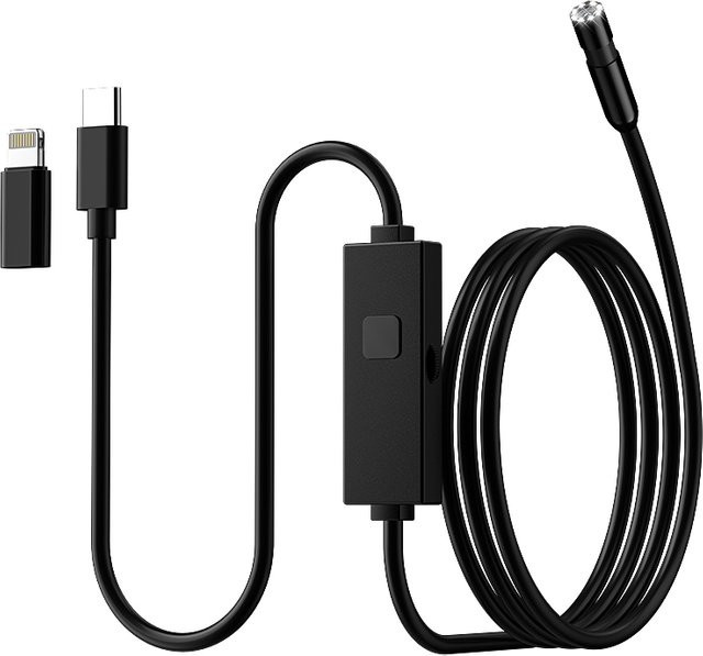 ENWOR USB-C Endoskop Wasserdichte Rohrinspektionskamera mit LEDs für iPhone und Android in Schwarz - Bild 1