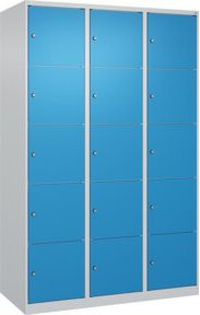 C+P Schließfachschrank Classic PLUS mit 3 Abteilen, Farbe Lichtgrau und Lichtblau, B/T/H: 120 x 50 x 185 cm - Bild 1
