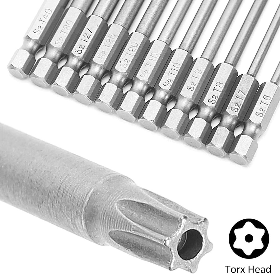 Toorise 11-teiliges Torx-Schraubendreher-Bit-Set aus S2-Stahl in Silber mit 1/4 Zoll Sechskantschaft und magnetischer Funktion - Bild 3