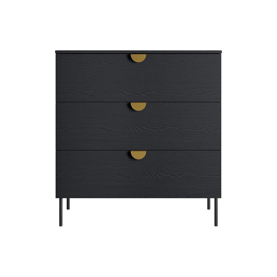 Vente-unique Kommode Nataniel in Schwarz mit Gold-Akzenten, Breite: 100 cm - Bild 2