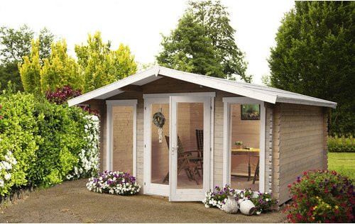 WOLFF FINNHAUS Gartenhaus Rotterdam aus Holz in Beige, B/H/T: 446 x 245 x 380 cm - Bild 1