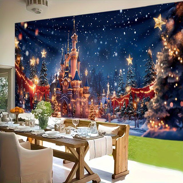 VIKAMA Wandteppich Weihnachten mit Weihnachtsmann und Weihnachtsbaum zur Dekoration für Wohnzimmer und Schlafzimmer - Bild 1