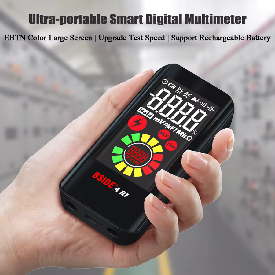 BSIDE A10 Smart Digital Multimeter True RMS mit Farb-LCD, Tragbarer DC AC Spannung Tester, Kapazität, Ohm, Diode, NCV, Hz und Drahttester in Schwarz - Bild 4
