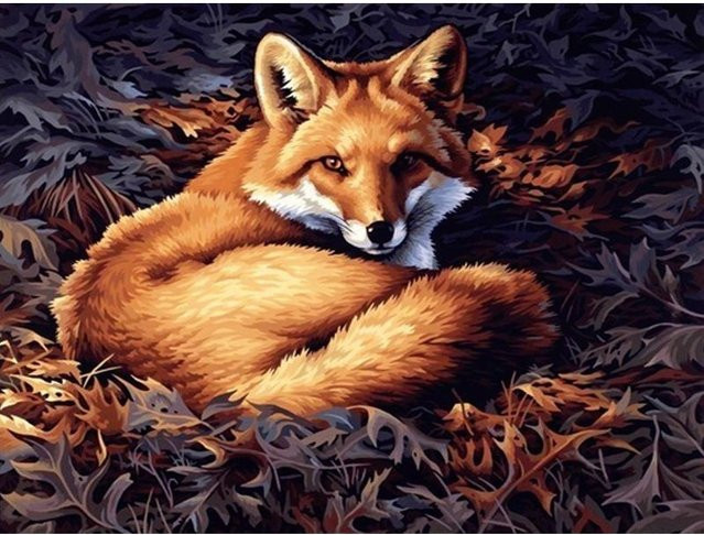 FIYO 5D Diamantmalerei Fuchs Landschaft Wandkunst in Braun und Orange, B/H: 20 x 30 cm - Bild 1