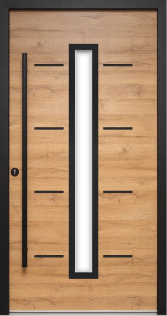 Splendoor Haustür ThermoSpace Milano Prime Woodeffect in Braun mit Glaseinsatz, Anschlag Links, B: 100 cm, H: 210 cm - Bild 1