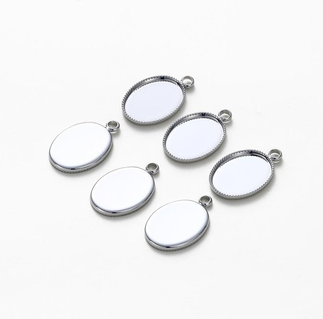 Anhängerbasis Cabochon, vergoldet, platin, 8 x 10 mm, Damen - Bild 1