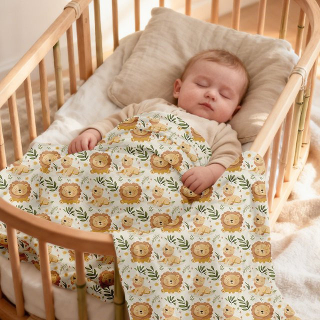 Elinfant Baby Musselin Decke aus Bambus und Baumwolle mit Digitaldruck, B/B: 120 x 110 cm, Weiß - Bild 1