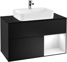 V&B Waschtischunterschrank Finion 100 mit Wandbeleuchtung, Weiß lackiert, B/T/H: 100 x 50,1 x 50,1 cm - Bild 1